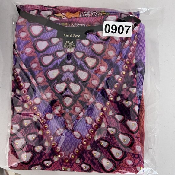 Ana & Rose OSFM Boho Purple Chiffon Tie Dye Kaftan Top Fairycore Rainbow Hippie - Picture 9 of 9